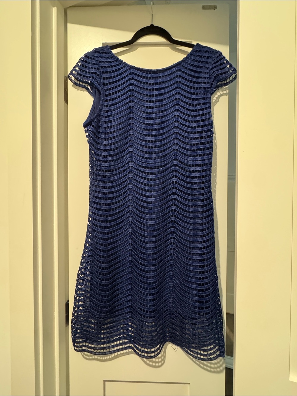 Francesca's Collections Navy Blue Crochet Midi Dress